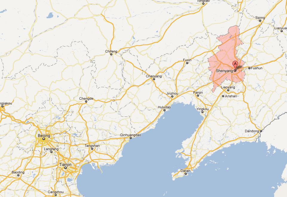 carte du shenyang chine